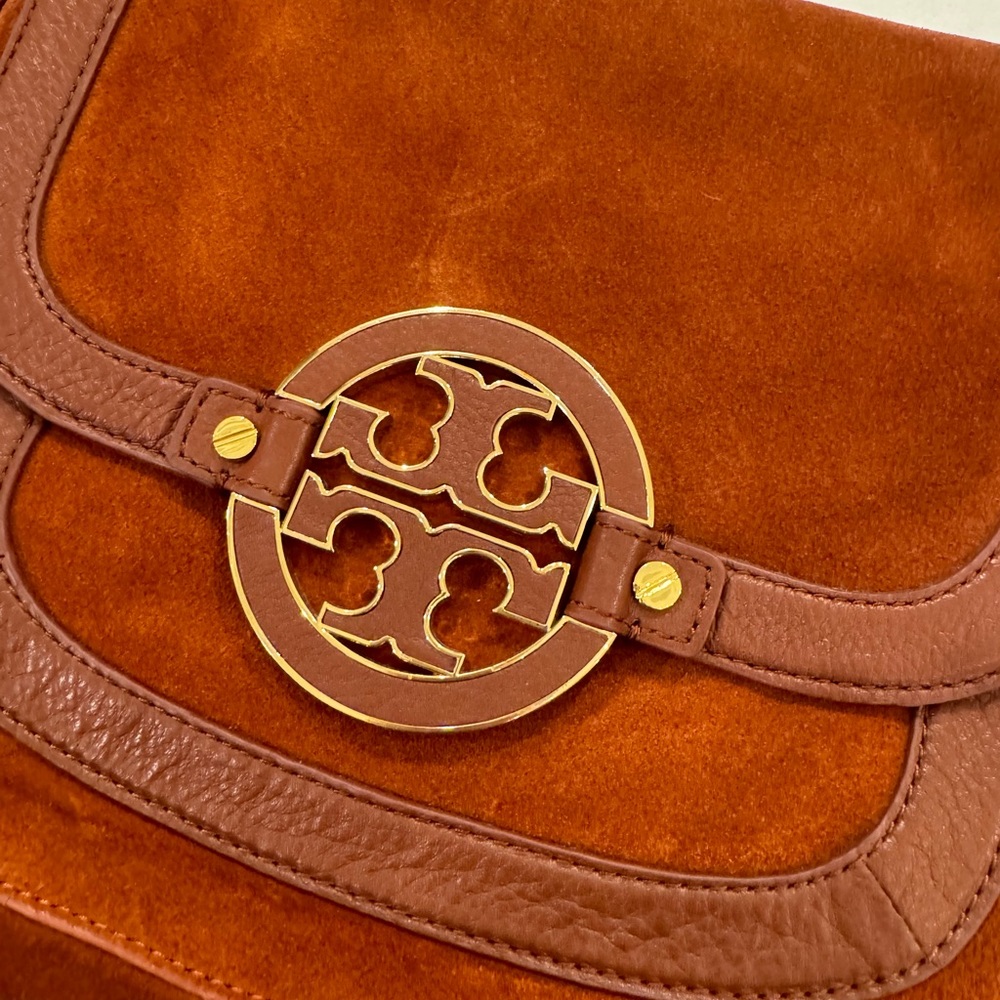 Tory Burch | Brown Suede Crossbody with Gold Hardware